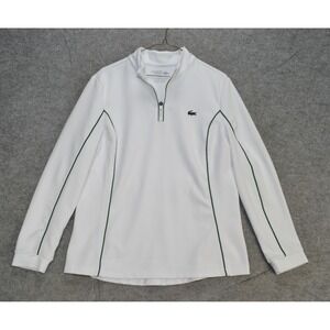 Lacoste Sport Pullover Womens Sz 44 White 1/4 Zip Slim Fit Tennis Top Sweatshirt